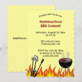 Invitation Flammes modifiables Barbecue de quartier grillades (Devant / Derrière)