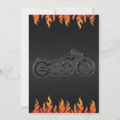 Invitation Flammes orange en cuir noir moto parti de motard (Dos)