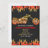 Invitation Flammes rouge et orange Flames Motorcycle Bike Ann (Devant)