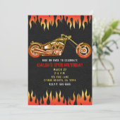 Invitation Flammes rouge et orange Flames Motorcycle Bike Ann (Debout devant)
