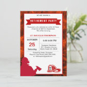 Invitation Flammes rouges et blanches Pompiers retraite (Debout devant)