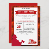 Invitation Flammes rouges et blanches Pompiers retraite (Devant / Derrière)