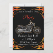 Invitation Flammes rouges et orange Flames Motorcycle Bike Pa (Devant)