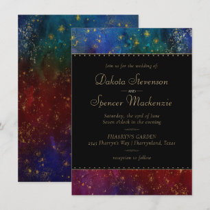 Invitation Flammes vibrantes   Mariage d'aquarelle de teint d