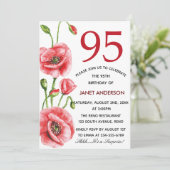 Invitation Flandre Pavot Aquarelle 95e fête d'anniversaire (Debout devant)