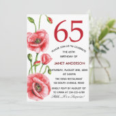 Invitation Flandres Pavot Aquarelle 65e anniversaire (Debout devant)