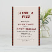 Invitation Flanelle & fizz hiver rouge & noirCouple douche (Debout devant)
