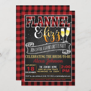 Invitation Flannel et Fizz Bachelorette Party - Rouge