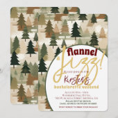 Invitation Flannel et Fizz Bachelorette Party Rustic Woods (Devant / Derrière)