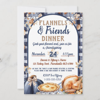 Invitation Flannel et Friends Friendsgiving Action de grâce