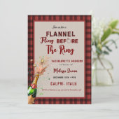 Invitation Flannel & fizz hiver rouge & noir bachelorette (Debout devant)