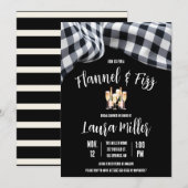Invitation Flannel & Fizz, Plaid, Fête des mariées Champagne (Devant / Derrière)