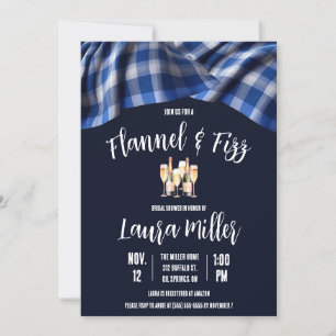 Invitation Flannel & Fizz, Plaid, Fête des mariées Champagne