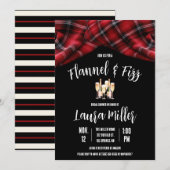 Invitation Flannel & Fizz, Plaid, Fête des mariées Champagne (Devant / Derrière)