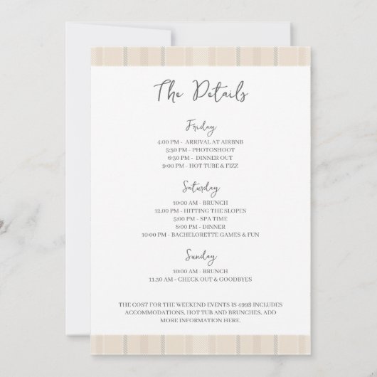 Invitation Flannel & Fizz Winter Chic Bachelorette Week-end (Dos)