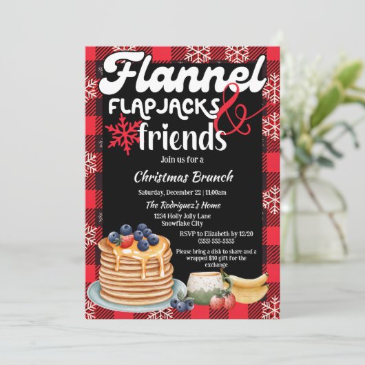 Invitation Flannel Flapjacks and Friends Christmas Brunch (Debout devant)