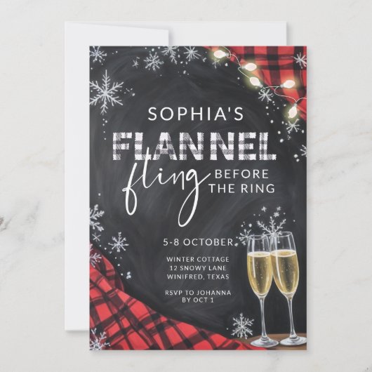 Invitation Flannel Fling Fall Bachelorette Party Week-end (Devant)