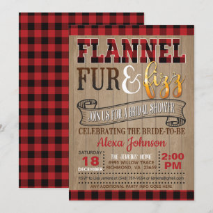 Invitation Flannel fourrure et Fête des mariées Fizz
