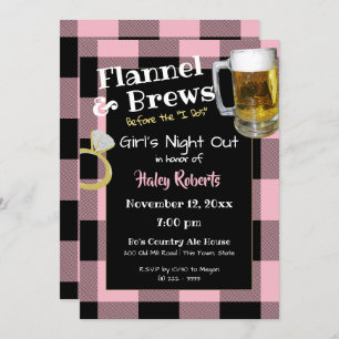 Invitation Flannel Girls Night Out Bachelorette Party