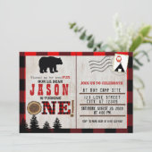 Invitation Flannel Little Bear Wild One 1er anniversaire (Debout devant)