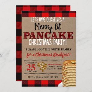 Invitation Flannel Merry Lil Pancake Christmas Breakfast
