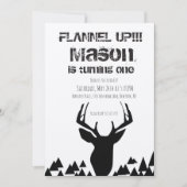 Invitation Flannel Up Plaid Christmas Deer Anniversaire (Devant)