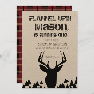 Invitation Flannel Up Plaid Christmas Deer Anniversaire