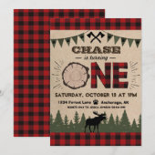 Invitation Flannel Wood Stump Forest Wilderness Anniversaire (Devant / Derrière)