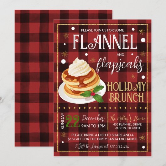 Invitation Flannels Flapjacks Noël (Devant / Derrière)