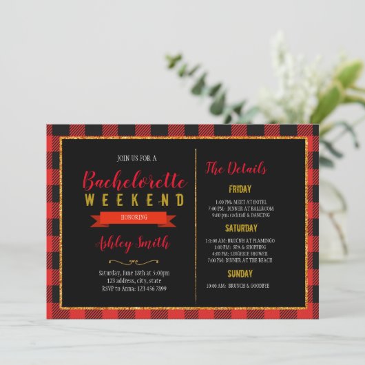 Invitation Flannels fourrure et fizz bachelorette (Debout devant)