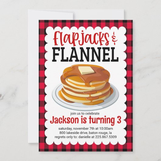 Invitation Flapjacks et Flannel Pancake Anniversaire Invitati (Devant)