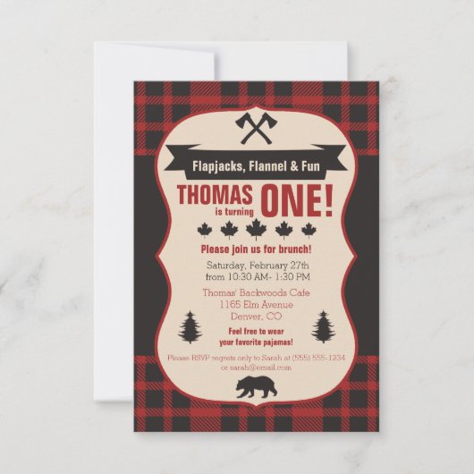 Invitation Flapjacks, Flannel & Fun ! Anniversaire de Buffalo (Devant)