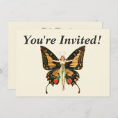 Invitation Flapper Butterfly Flying Woman Illustration (Devant / Derrière)
