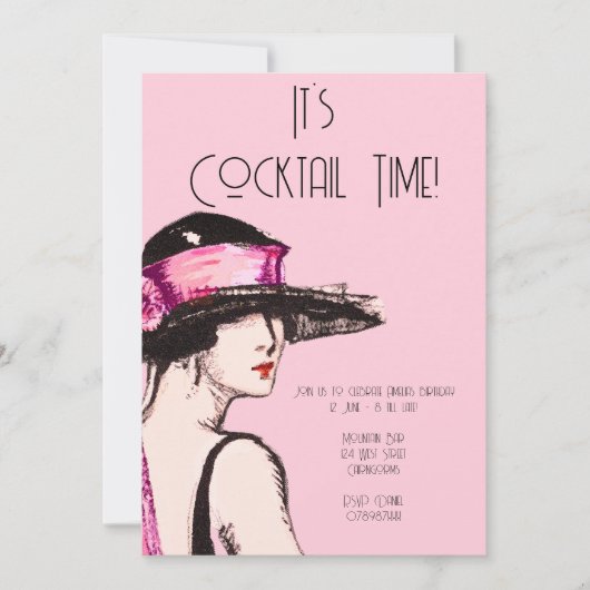 Invitation Flapper Girl Cocktail Party (Devant)