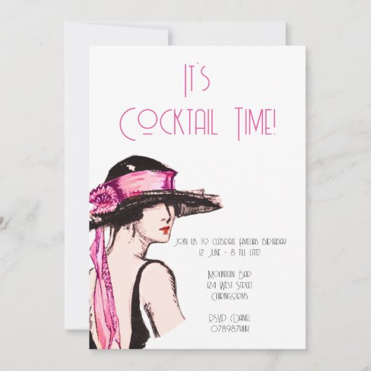 Invitation Flapper Girl Cocktail Party (Devant)