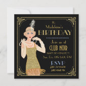 Invitation Flapper Gold Parties scintillant des années 20 Roa (Devant)