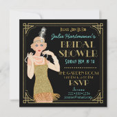 Invitation Flapper Gold Parties scintillant des années 20 Roa (Devant)