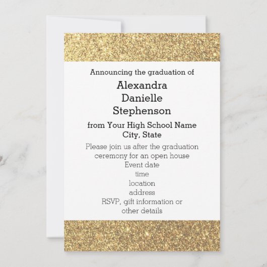 Invitation Flat Gold Sparkle Parties scintillant 1 Diplôme ph (Dos)