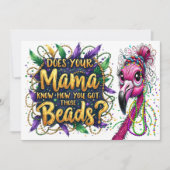 Invitation Flaunty Flamant rose Mardi Gras (Devant)