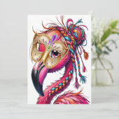 Invitation Flaunty Flamant rose Mardi Gras (Debout devant)