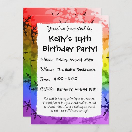 Invitation Fléau arc-en-ciel (Devant / Derrière)