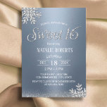 Invitation Fléau de neige moderne Silver Dusty Blue Winter Sw<br><div class="desc">Flocon de neige moderne Silver Dusty Blue Winter Sweet 16 Invitations d'anniversaire.</div>