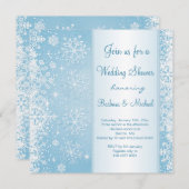 Invitation Fléaux de neige blancs sur Wedding shower bleu (Devant / Derrière)