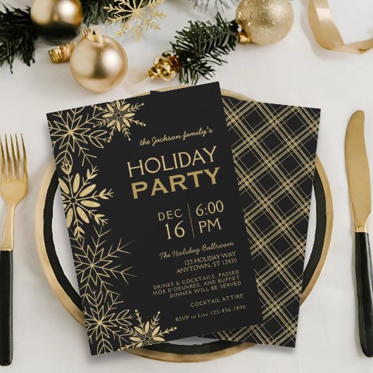 Invitation Fléaux de neige Gold Plat Or et Black Glam de vaca