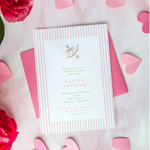 Invitation Flèche de Cupidon rose et rayures de Saint-Valenti