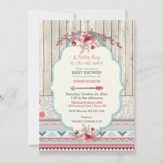 Invitation Flèche de fleurs de bois rustique chic tribal Boho (Devant)