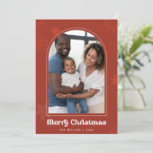 Invitation Flèche de neige Boho Arch rouille Photo Joyeux Noë (Debout devant)