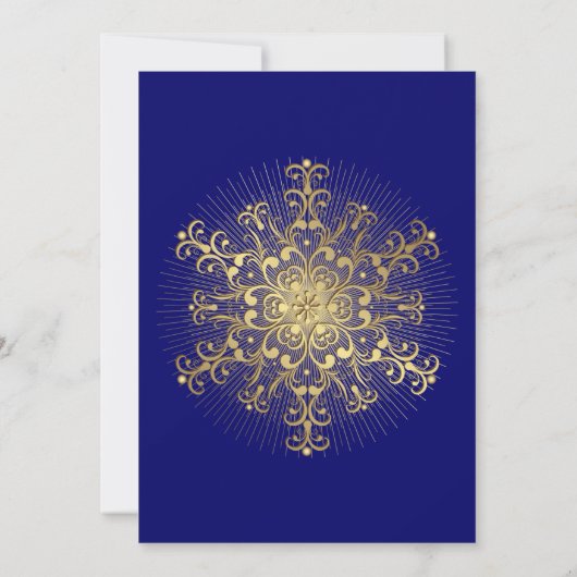 Invitation Flèche de neige en or sur le bleu élégant mariage (Dos)