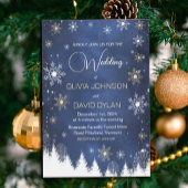 Invitation Flèche de neige moderne Marine et Mariage d'or