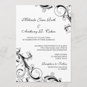 Invitation Flèche en fibre noire avec Mariage blanc 5x7